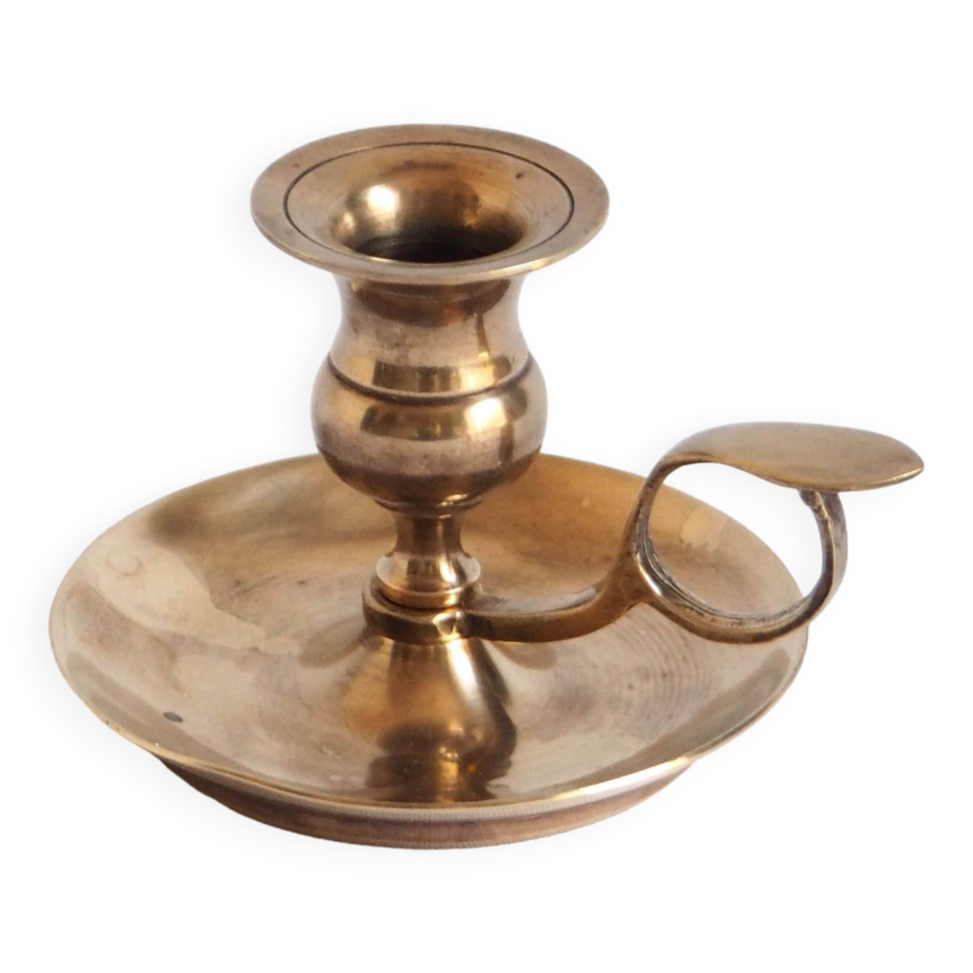 Brass candle holder with cup and handle