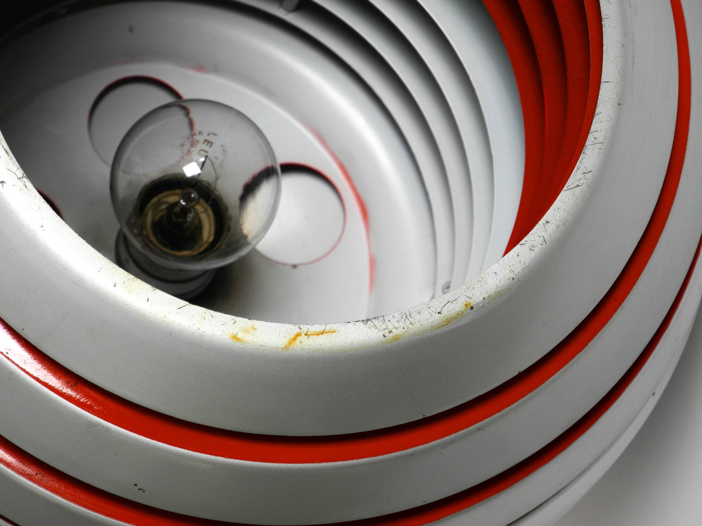 1960s spherical Space Age ceiling lamp with slats made of heavy metal