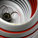 1960s spherical Space Age ceiling lamp with slats made of heavy metal