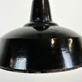 Industrial Black Enamel Factory Lamp with Cast Iron Top, 1950s