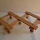 Brutalist wooden accordion wall coat rack with 7 hooks
