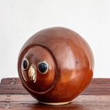 Glazed stoneware owl head, 1950s-60s
