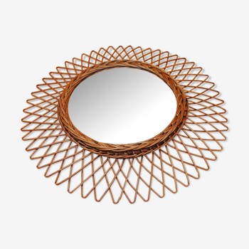 Miroir soleil rotin 55cm