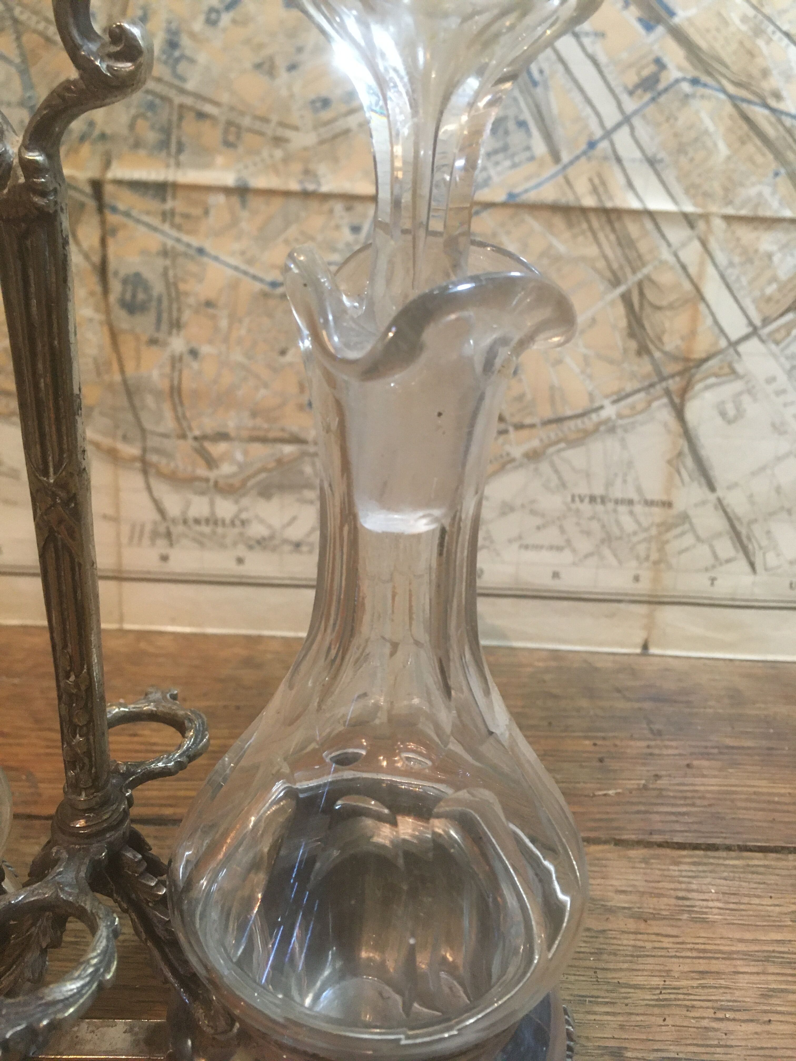 Silver and crystal oil and vinegar set