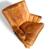 Sheep leather club chair 1970s with magazine holder