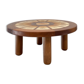 Wooden and ceramic coffee table, circa 1960