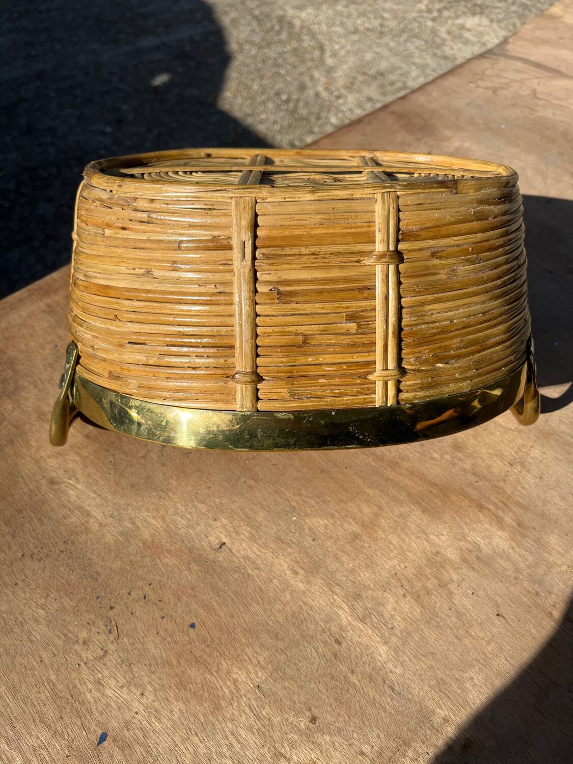 Brass and wicker basket