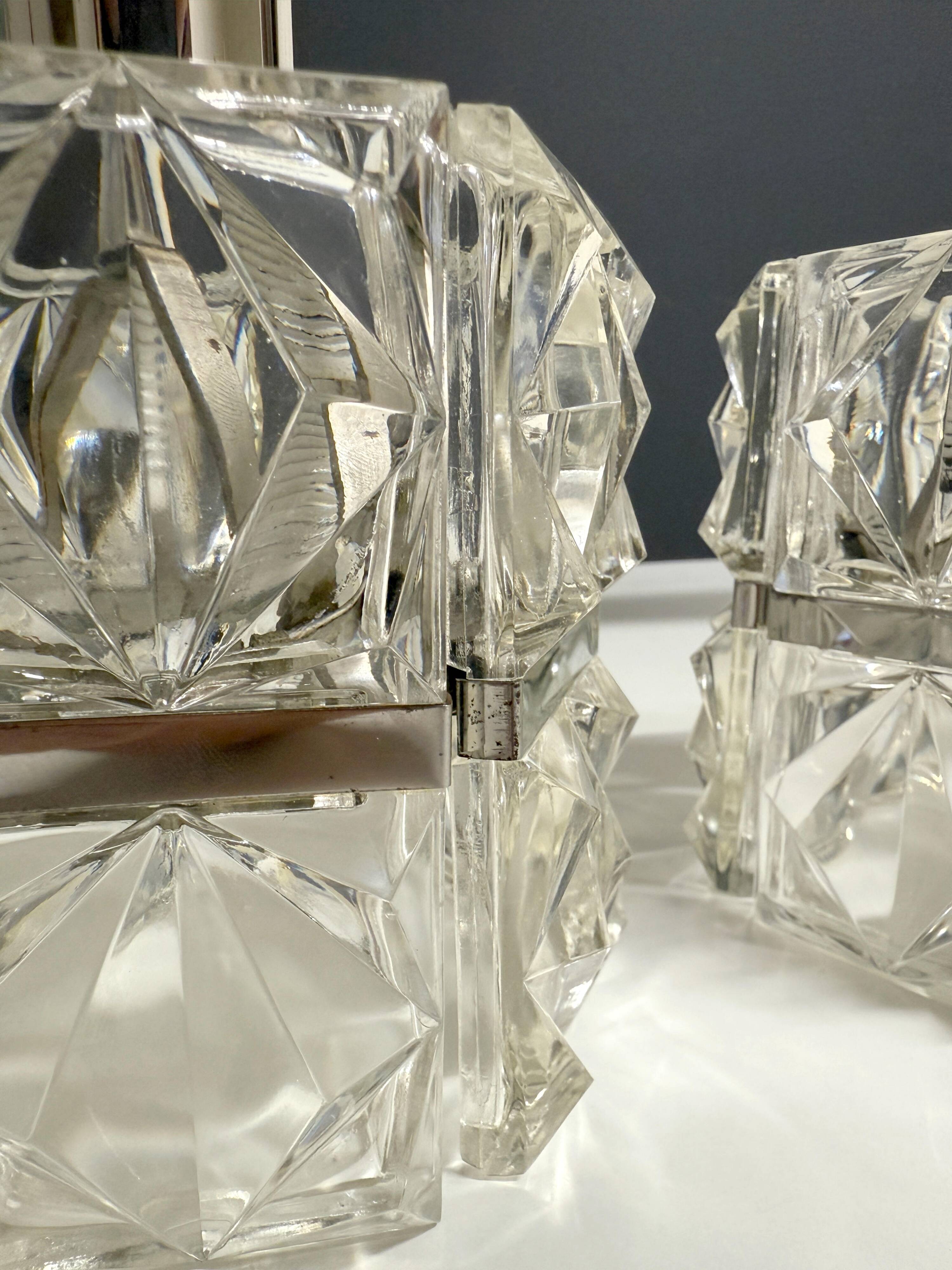 Old Vintage 4-Light Suspension Light Fixture Kinkeldey Style 60's 70's