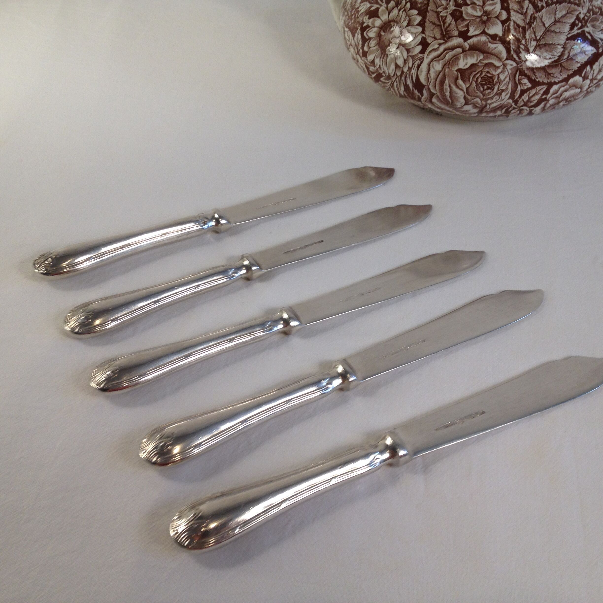 5 butter knives in silver metal Mappin & Webb