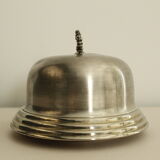 Round butter dish with bell - glass and metal