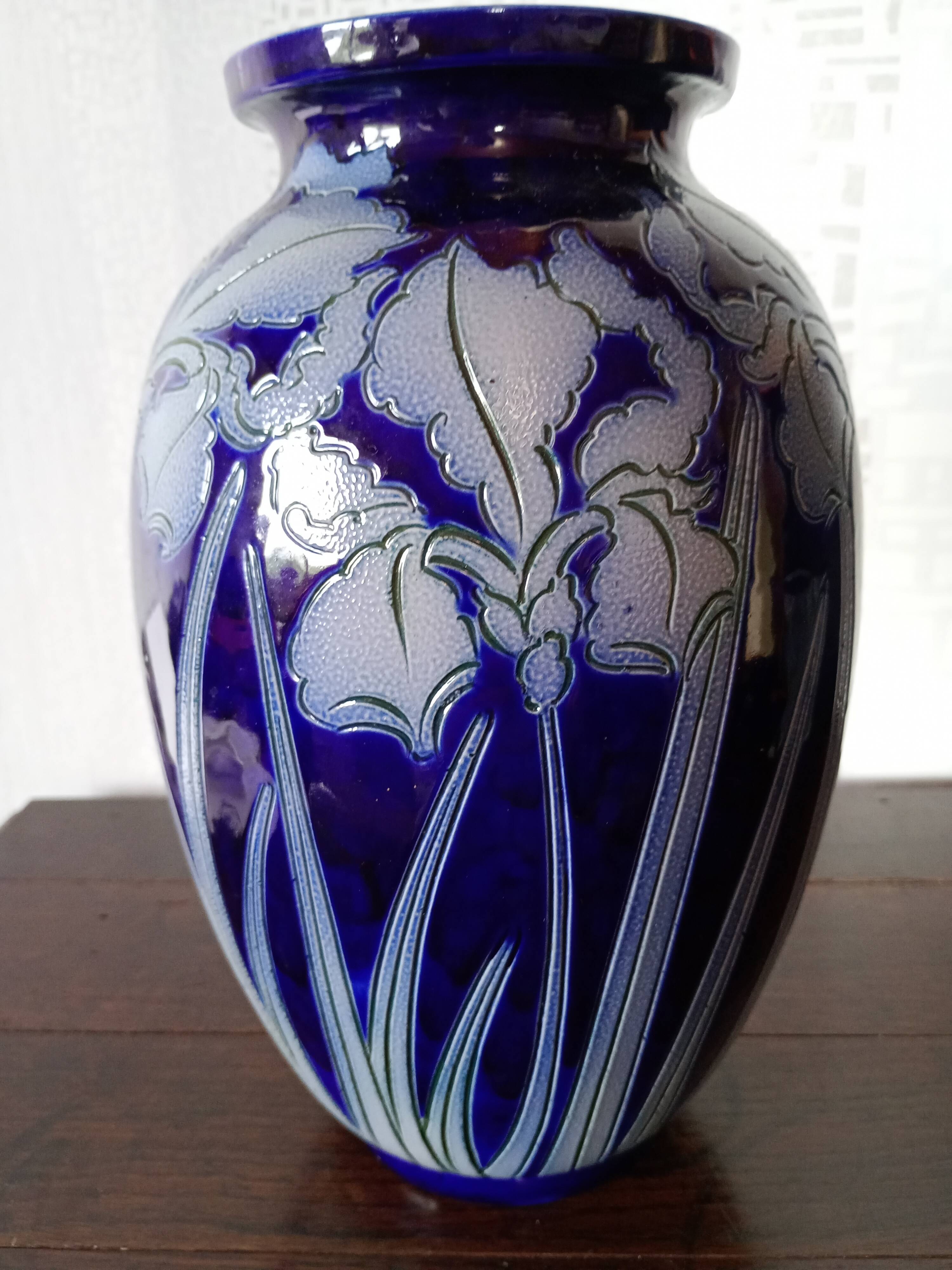 Betschdorf - Large Iris Vase in cobalt blue glazed stoneware