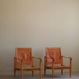 Kaare Klint, a pair of Safari chairs in ash and leather, Rud. Rasmussen, 1960s.