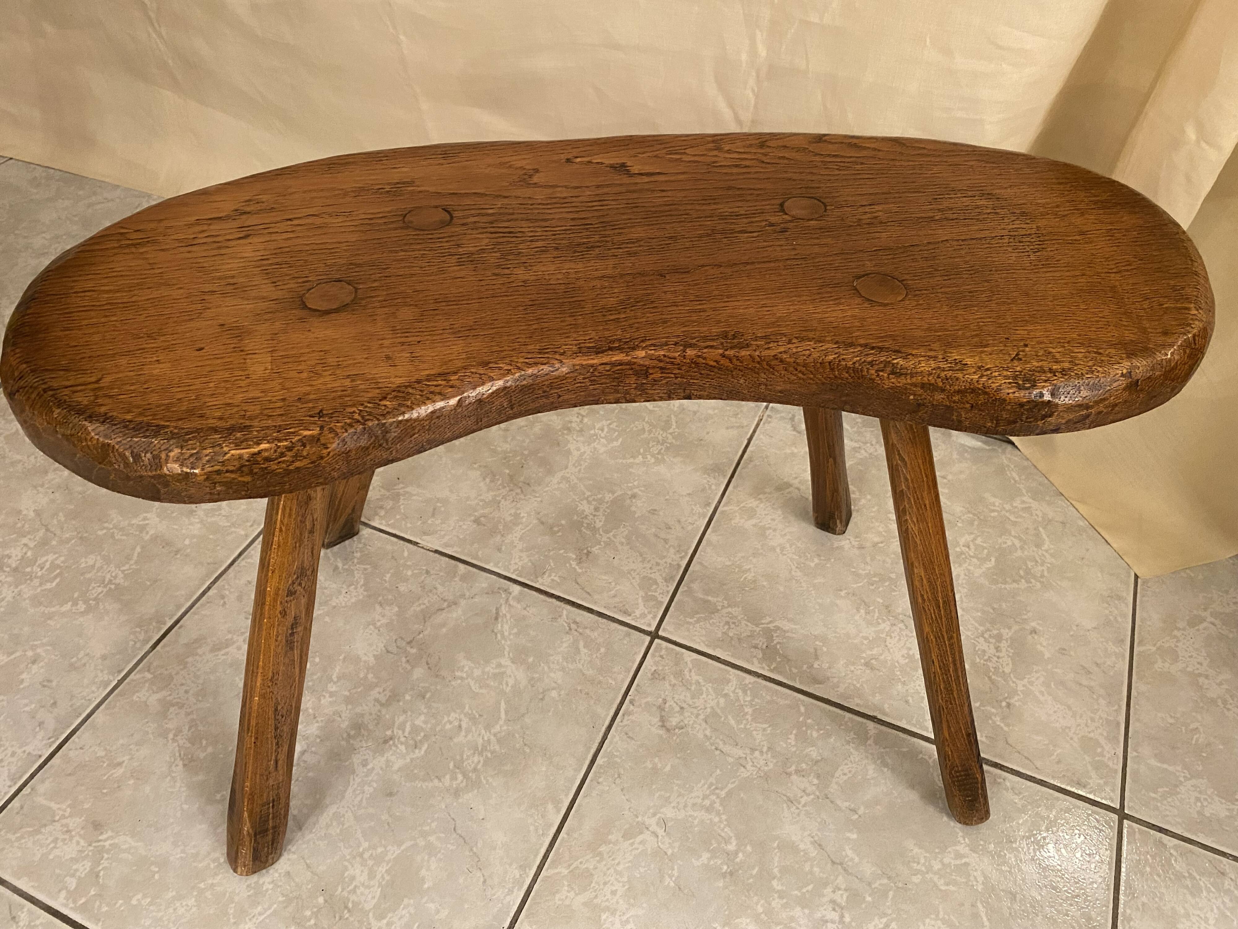 Small brutalist solid wood bench