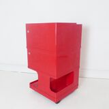 Vintage Italian Red Plastic Storage Trolley By Giovanni Pelis For Stile Neolt Italy