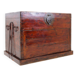 Ancient Japanese chest made of wood and iron.