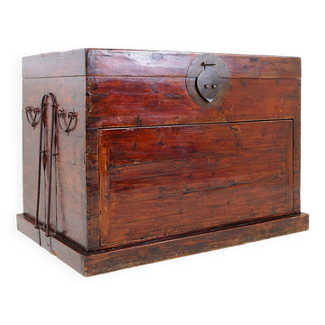Ancient Japanese chest made of wood and iron.