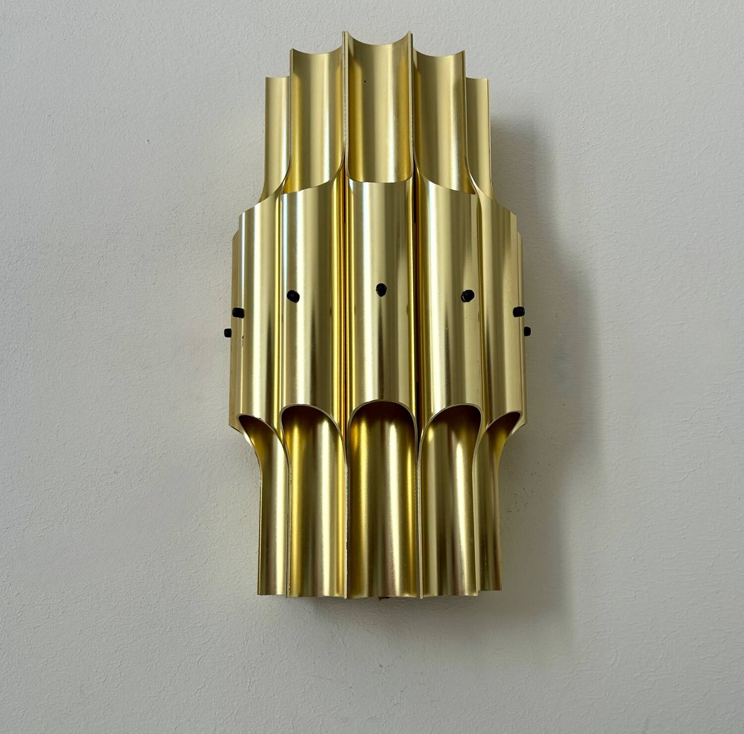 Vintage bent karlby "pan" wall lamp, brass, lyfa denmark 1960