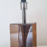 Mid-century smokey brown acrylic glass and chrome table lamp, 1970s