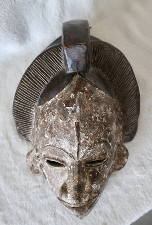 Masque Africain Vintage Bois Sculpté et Patiné, Gabon, TBE