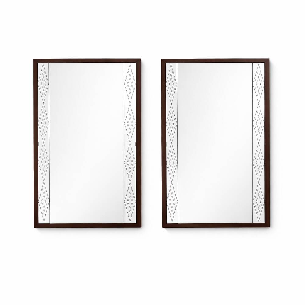 Set of 2 Scandinavian mirrors in glass & wood, Sweden, 1960, 80x50.
