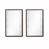 Set of 2 Scandinavian mirrors in glass & wood, Sweden, 1960, 80x50.