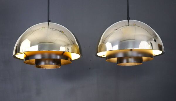 Suspension « Milieu » Golden Line Plaqué or 24 carats. Par Jo Hammerborg pour Fog & Mørup. Danemark 1