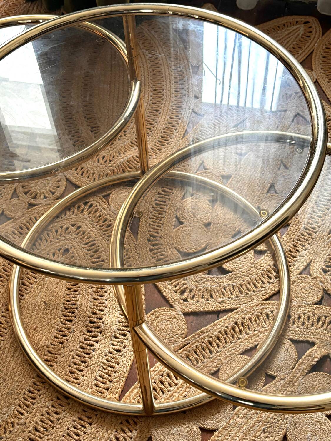 Brass and glass extendabel coffee table by Morox, Italy 1970’s