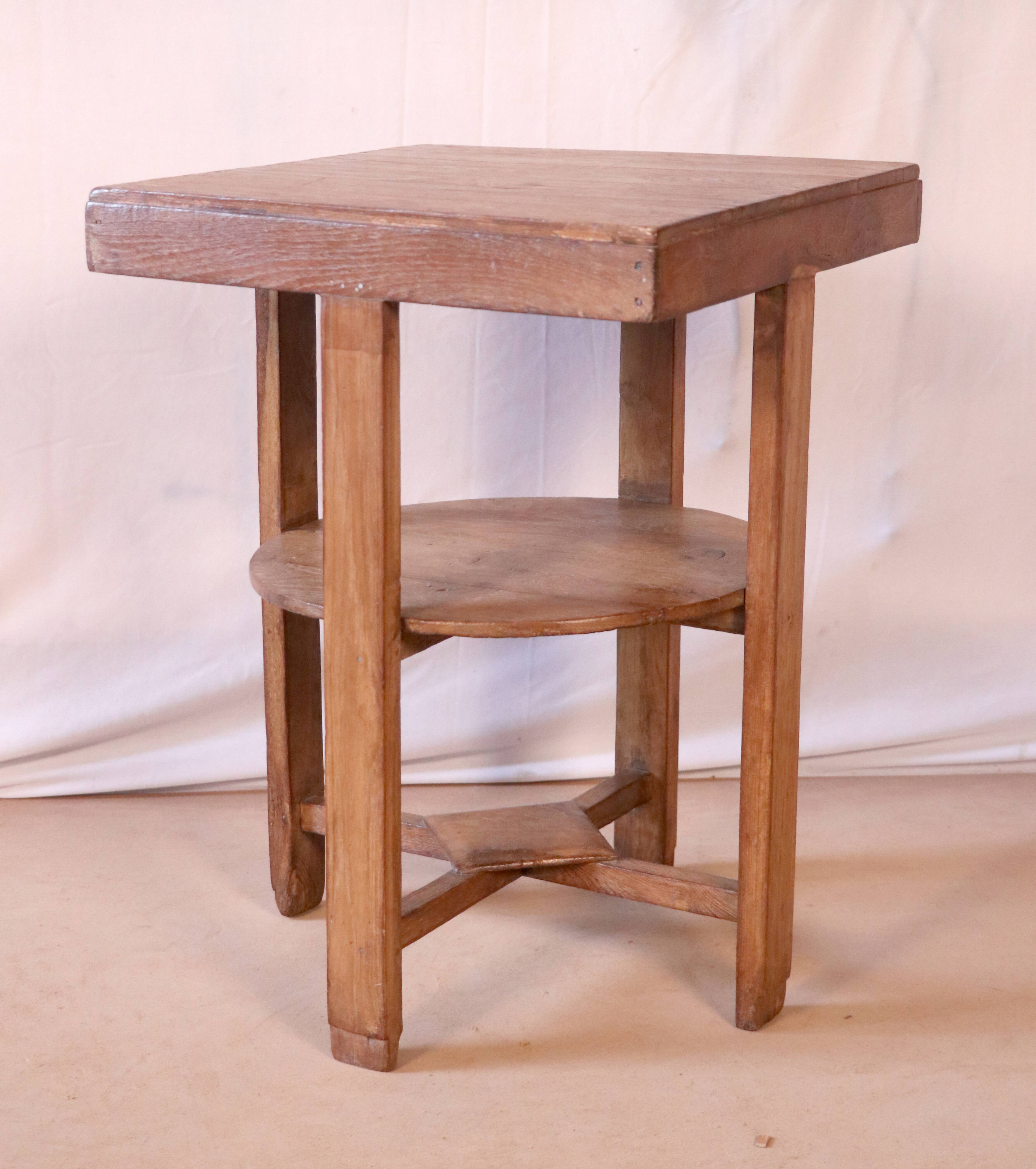 old Art Deco pedestal table in Burmese teak