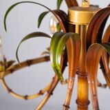 Italian metal chandelier in bamboo imitation, 1960s