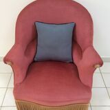 Toad in powder pink velvet armchair