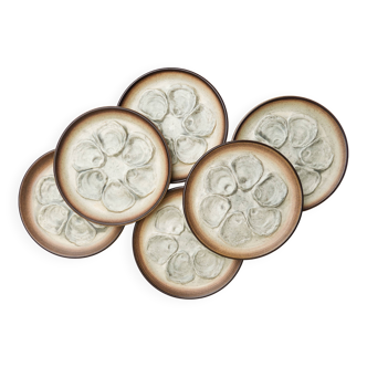 Set of 6 “Stromboli” model oyster plates from Saint-Amand