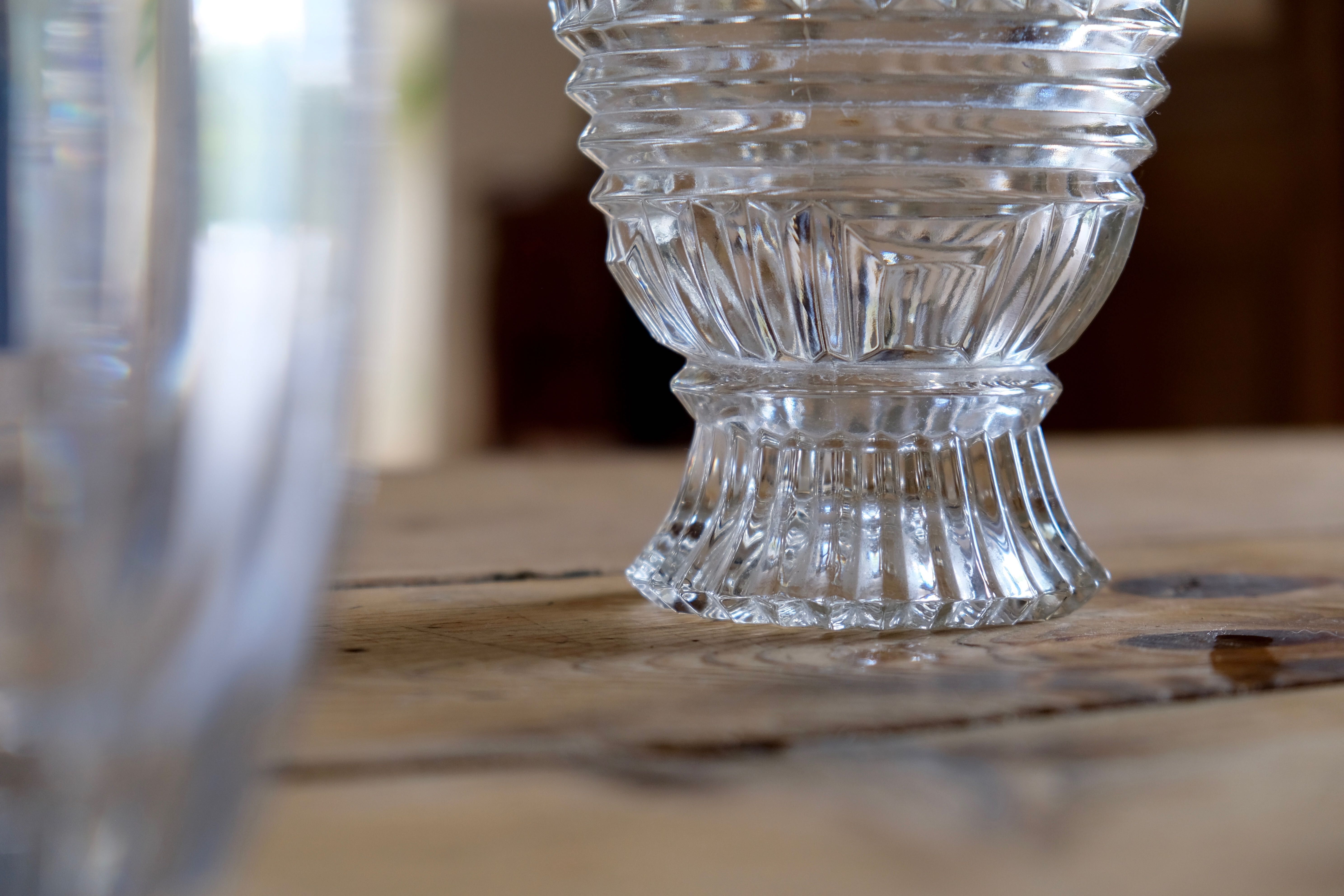 Carved crystal vase from the 50s