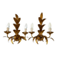 Pair of vintage wall lights in gilded metal, foliage, in the style of Hans Kögl.