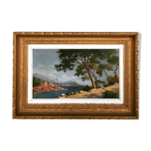 Tableau bord de mer, huile sur panneau