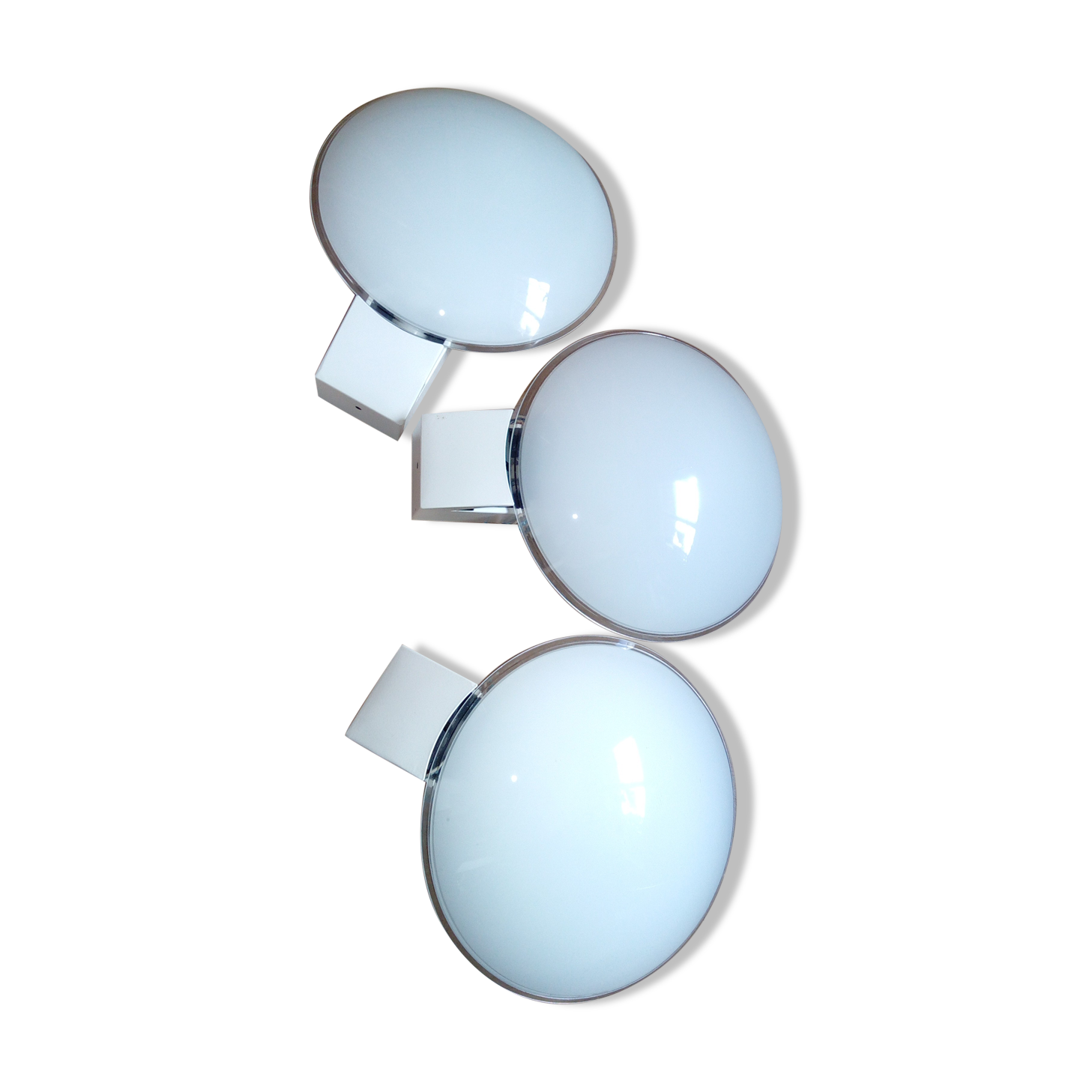 Vintage opaline round wall lamps - 40s/50s