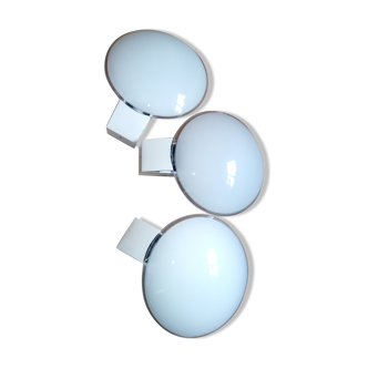 Vintage opaline round wall lamps - 40s/50s