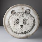 Oiva Toikka Ceramic Panda Bear Plate Nuutajärvi Finland 1983