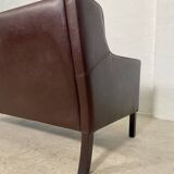 Vintage danish mid century dark cognac leather 2 seater stouby sofa