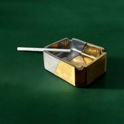 Brutalist ashtray by Leopold, bronze and brass, 1970s