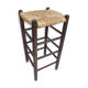 Blackened wooden bar top stool with mulched seat