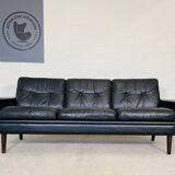 Vintage danish retro nili stoppmøbler 3 person sofa in black leather 1960s