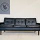 Vintage danish retro nili stoppmøbler 3 person sofa in black leather 1960s
