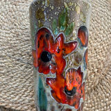 Vase on foot Vallauris with poppy pattern