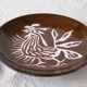 Jean Lurçat plate in brown glazed ceramic decorated with a rooster