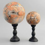 Stunning red Maligano jasper spheres on bases — Decorative mineral duo
