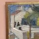 Mid-Century Oil on Canvas 'House with Two Trees' by Zage, Vintage & Framed