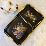 70's tray set, peacock