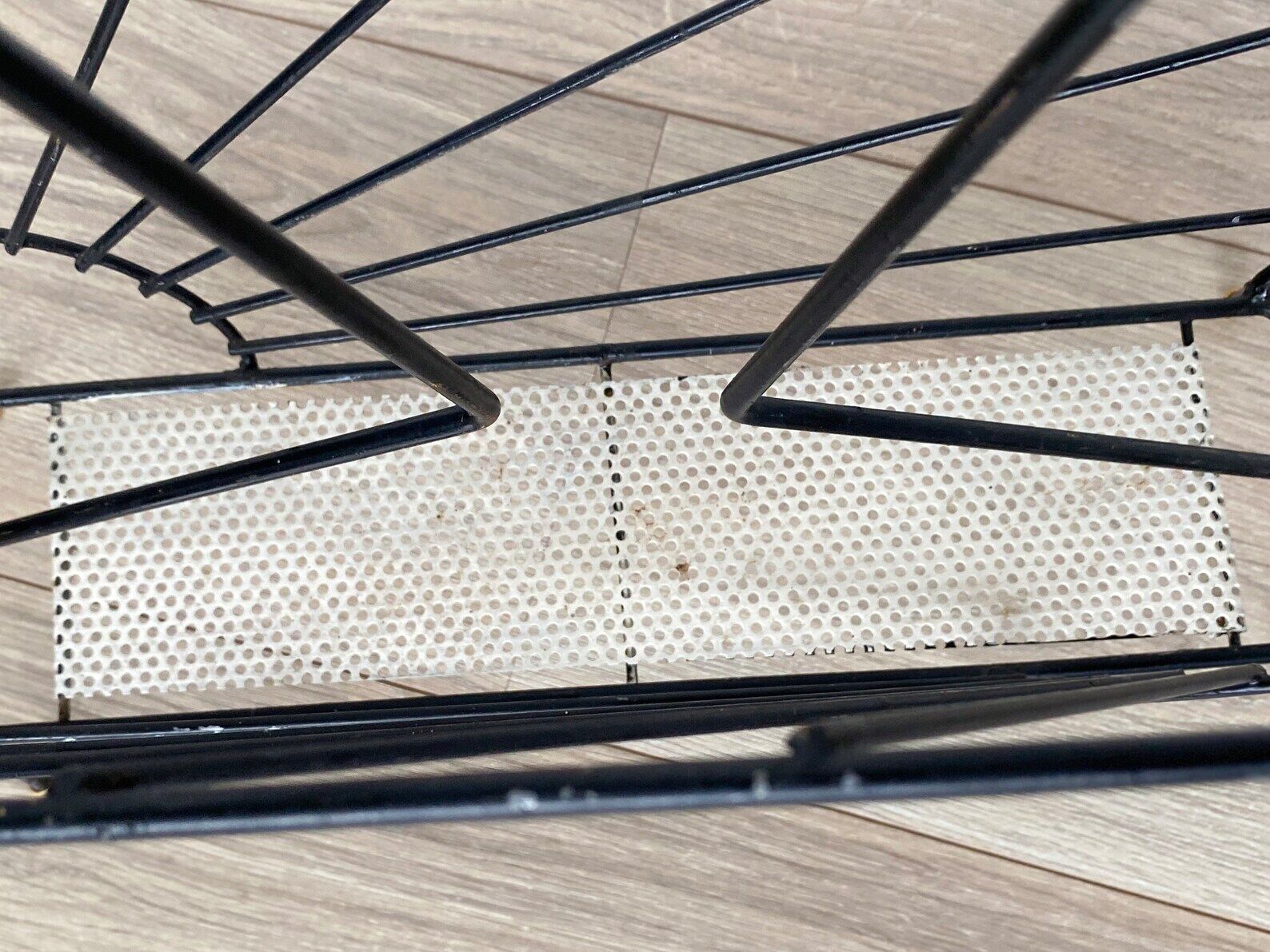 Mid century magazine rack - wire metal & perforated metal, vintage newspaper stand