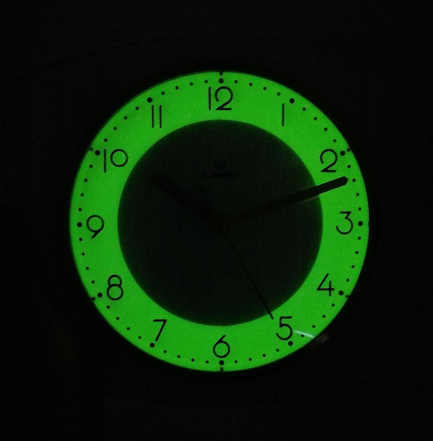 Vintage formica clock phosphorescent silent wall clock "Romatic gray wood"