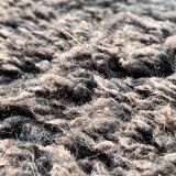 Ancient Berber rug in ecru and black violet, 100% pure virgin wool.